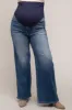 Navy Blue Maternity Plus Wide Leg Jeans sold by Pinkblush