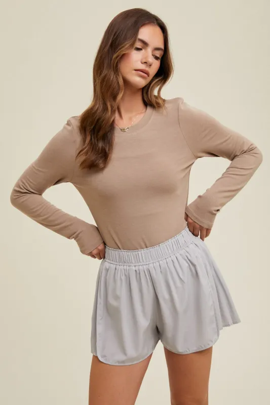 Mocha Basic Fitted Long Sleeve Top sold by Pinkblush