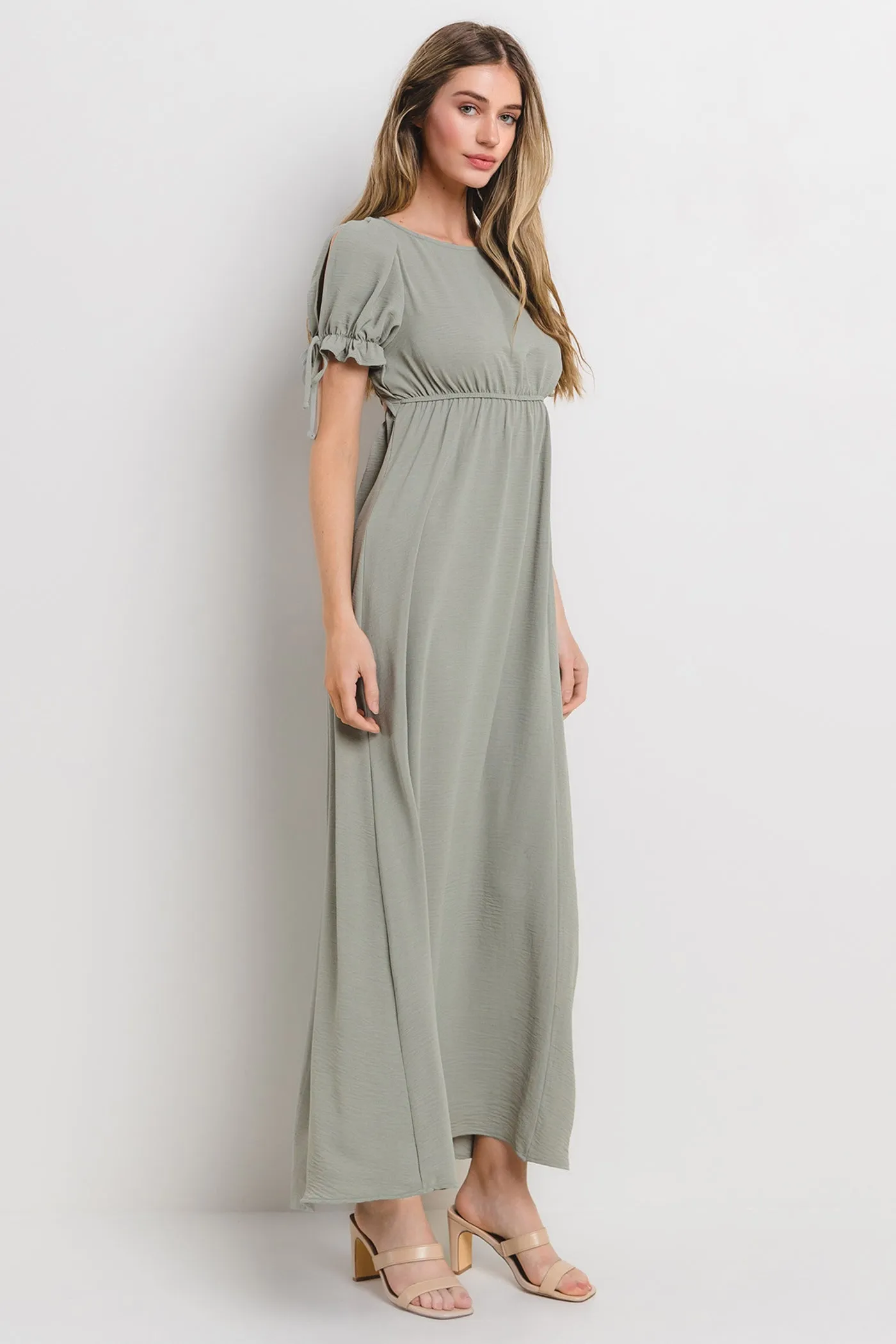 Light Olive Open Back Maxi Dress sold by Pinkblush product image thumbnail 2