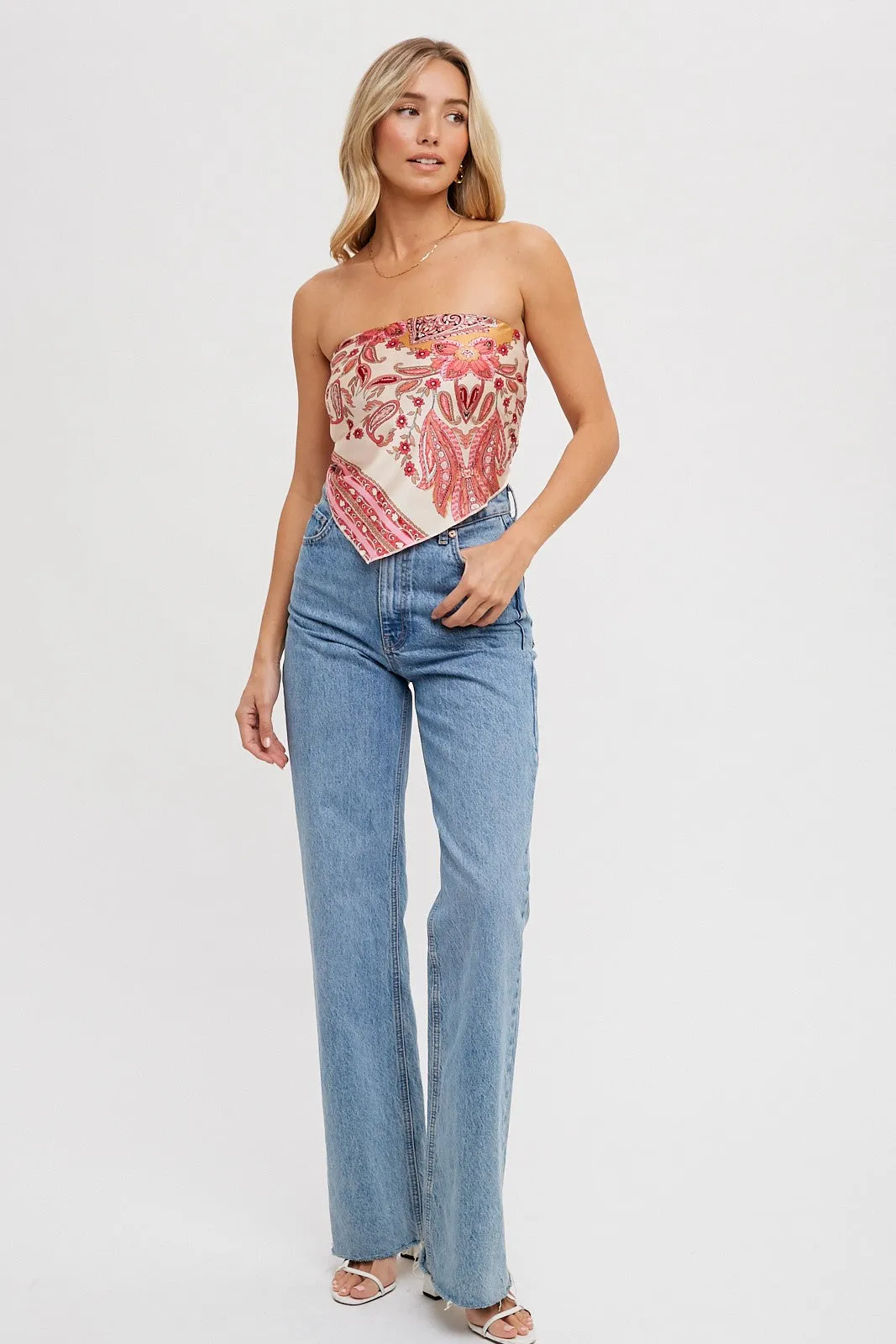 Pink Paisley Print Satin Handkerchief Top sold by Pinkblush product image thumbnail 4