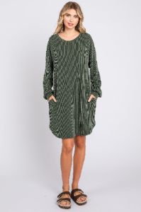 Olive Rib Knit Long Sleeve Dress sold by Pinkblush