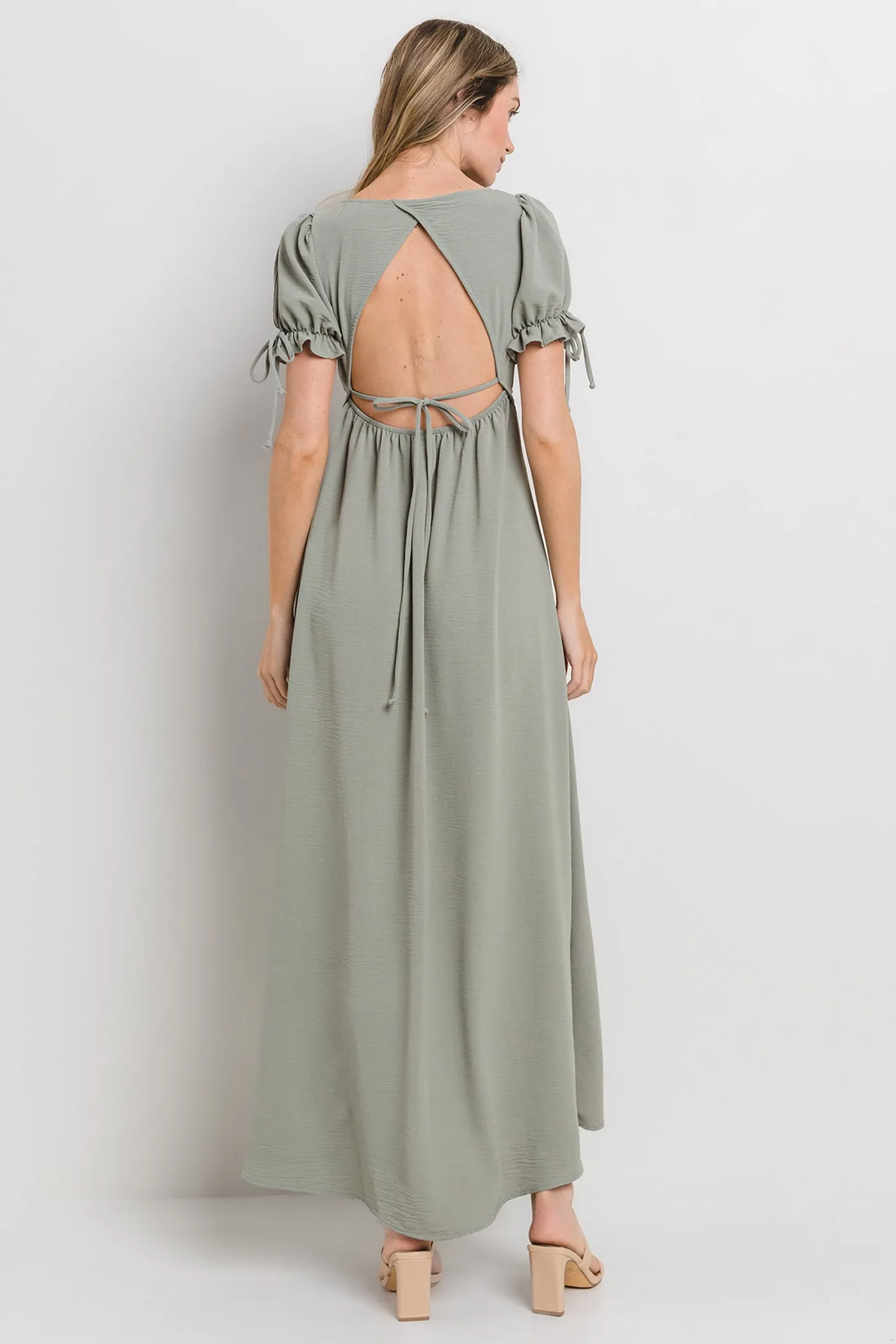 Light Olive Open Back Maxi Dress sold by Pinkblush product image thumbnail 3