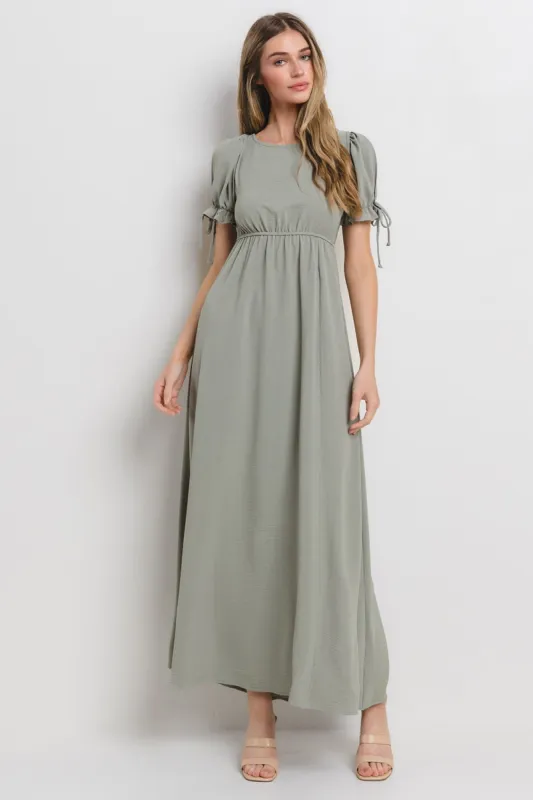 Light Olive Open Back Maxi Dress sold by Pinkblush