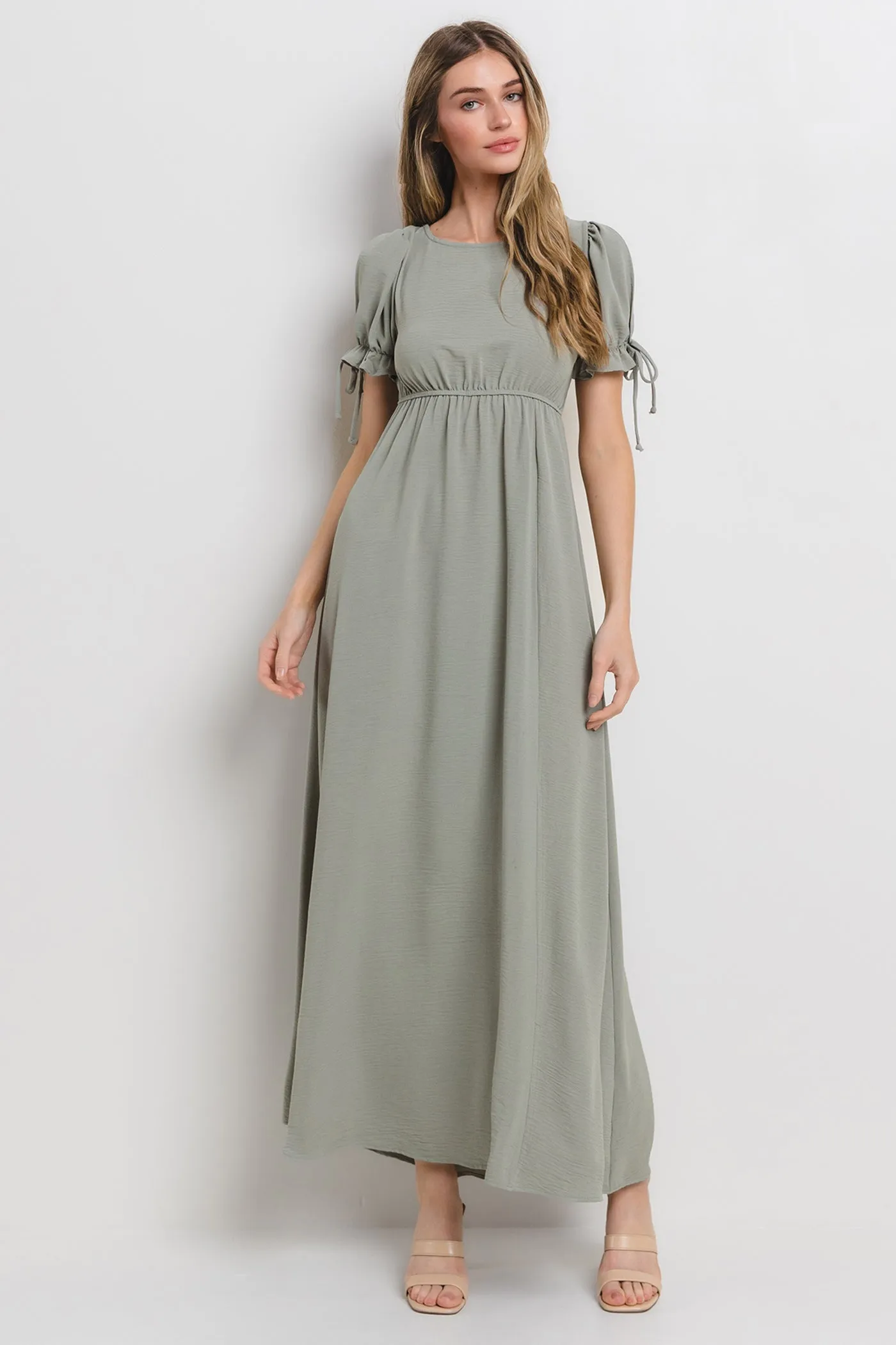 Light Olive Open Back Maxi Dress sold by Pinkblush