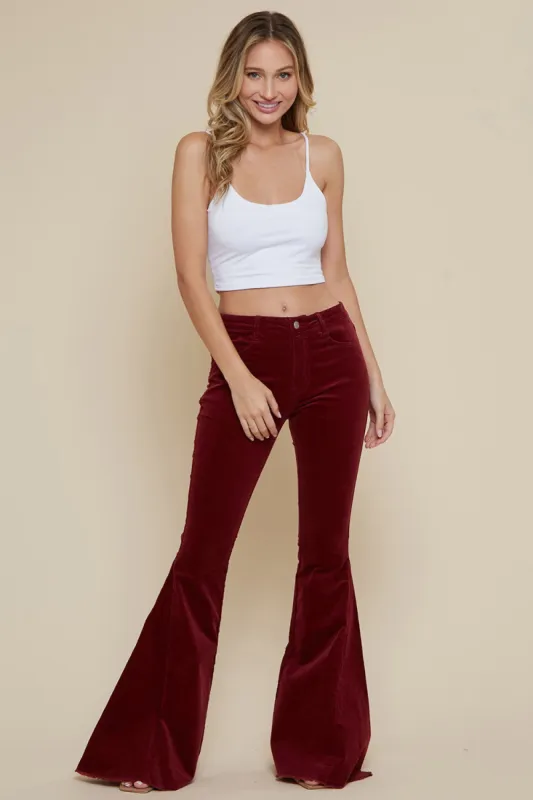 Wine Corduroy Flared Pants sold by Pinkblush
