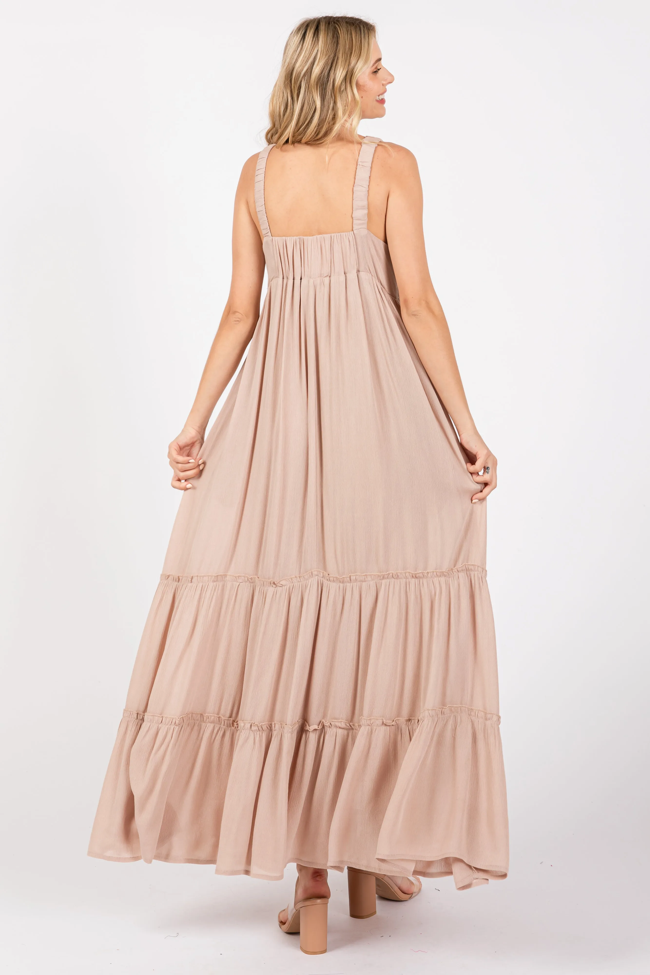Taupe Tiered Maxi Dress sold by Pinkblush product image thumbnail 3