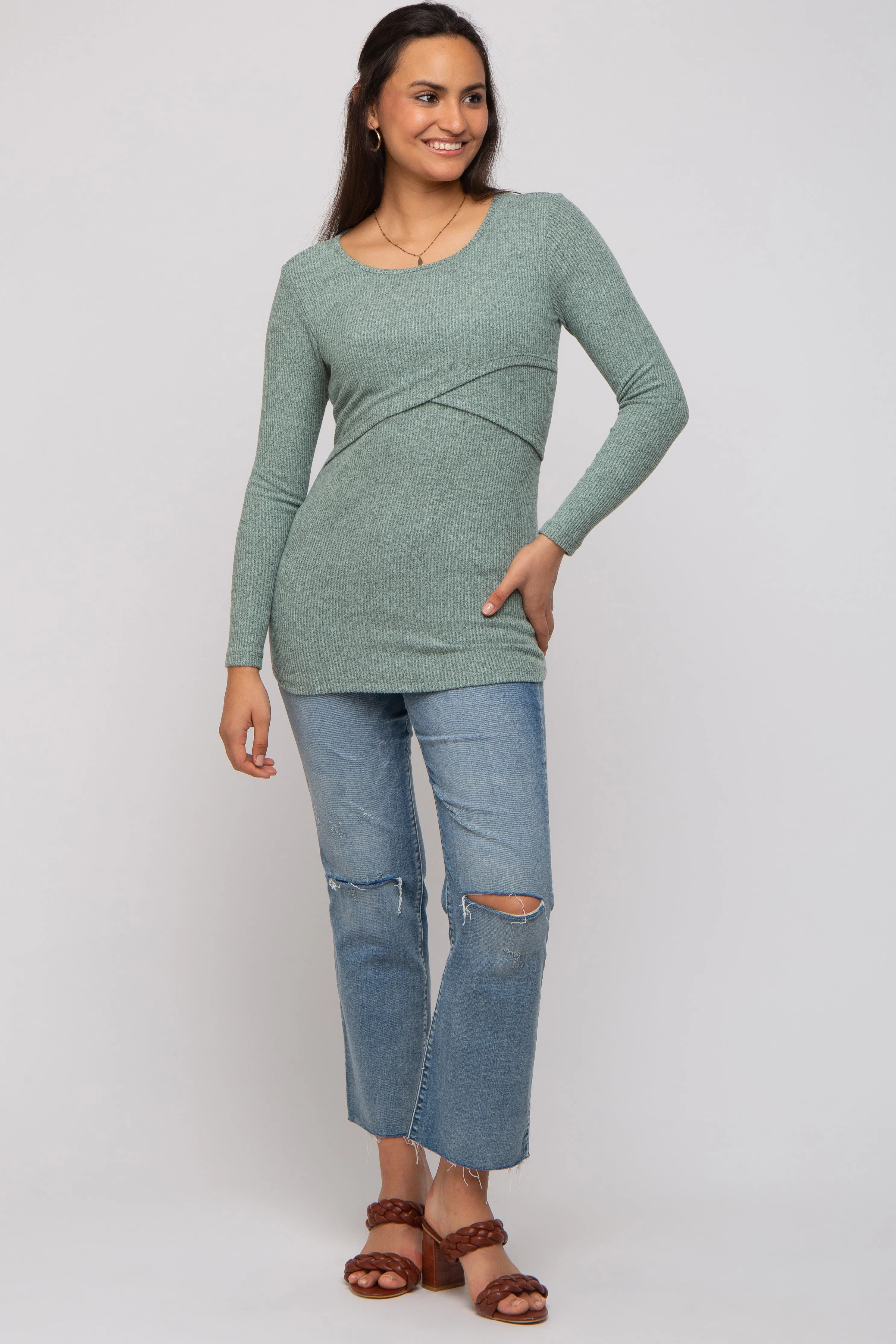 Mint Green Ribbed Crossover Nursing Top sold by Pinkblush product image thumbnail 5