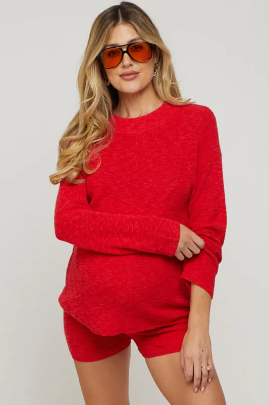 Red Sweater Short Maternity Set sold by Pinkblush