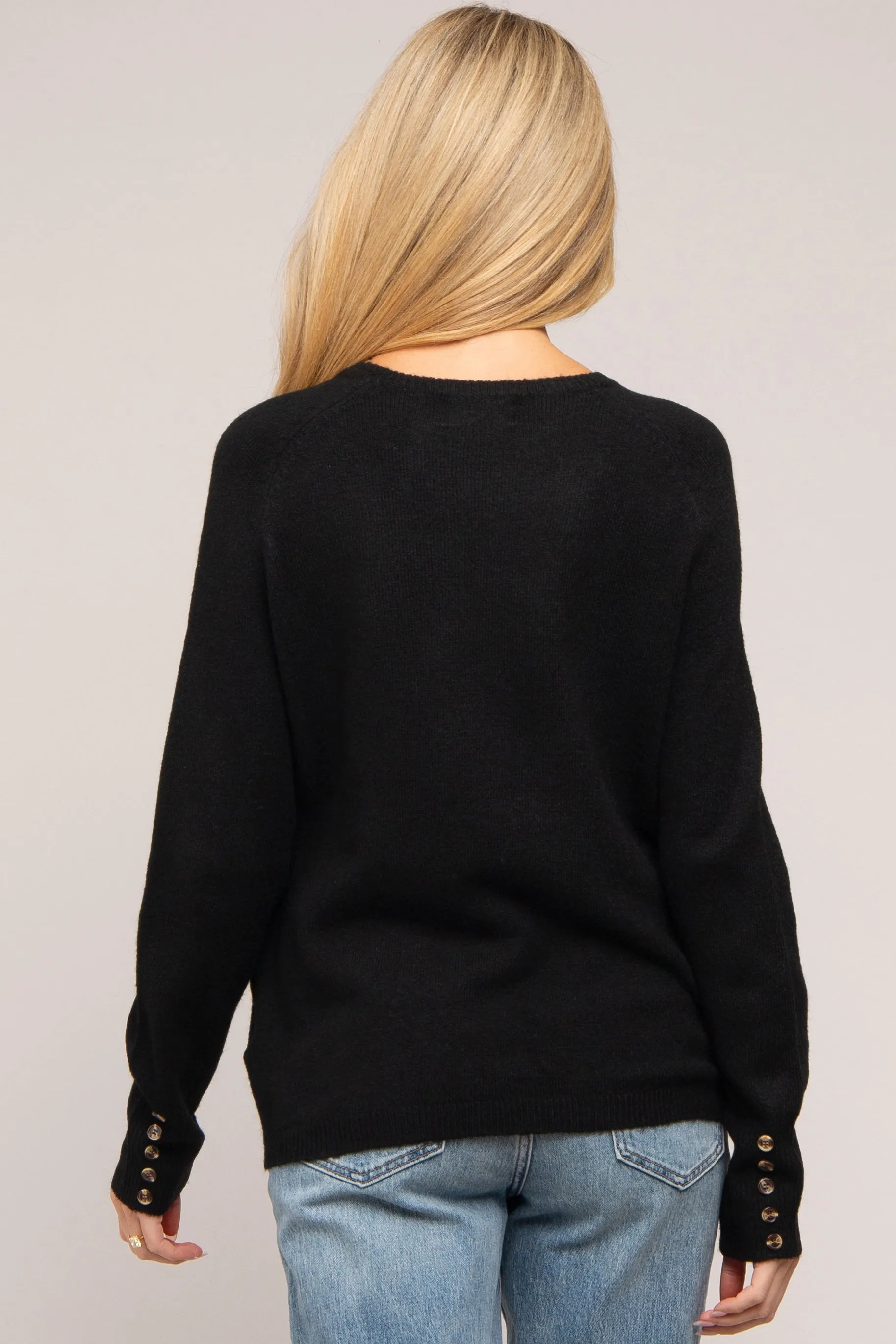 Black Button Accent Solid Maternity Sweater sold by Pinkblush product image thumbnail 3