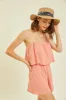 Coral Crinkled Ruffled Cami Romper sold by Pinkblush