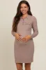 Mocha Ribbed Knit Henley Maternity Dress sold by Pinkblush
