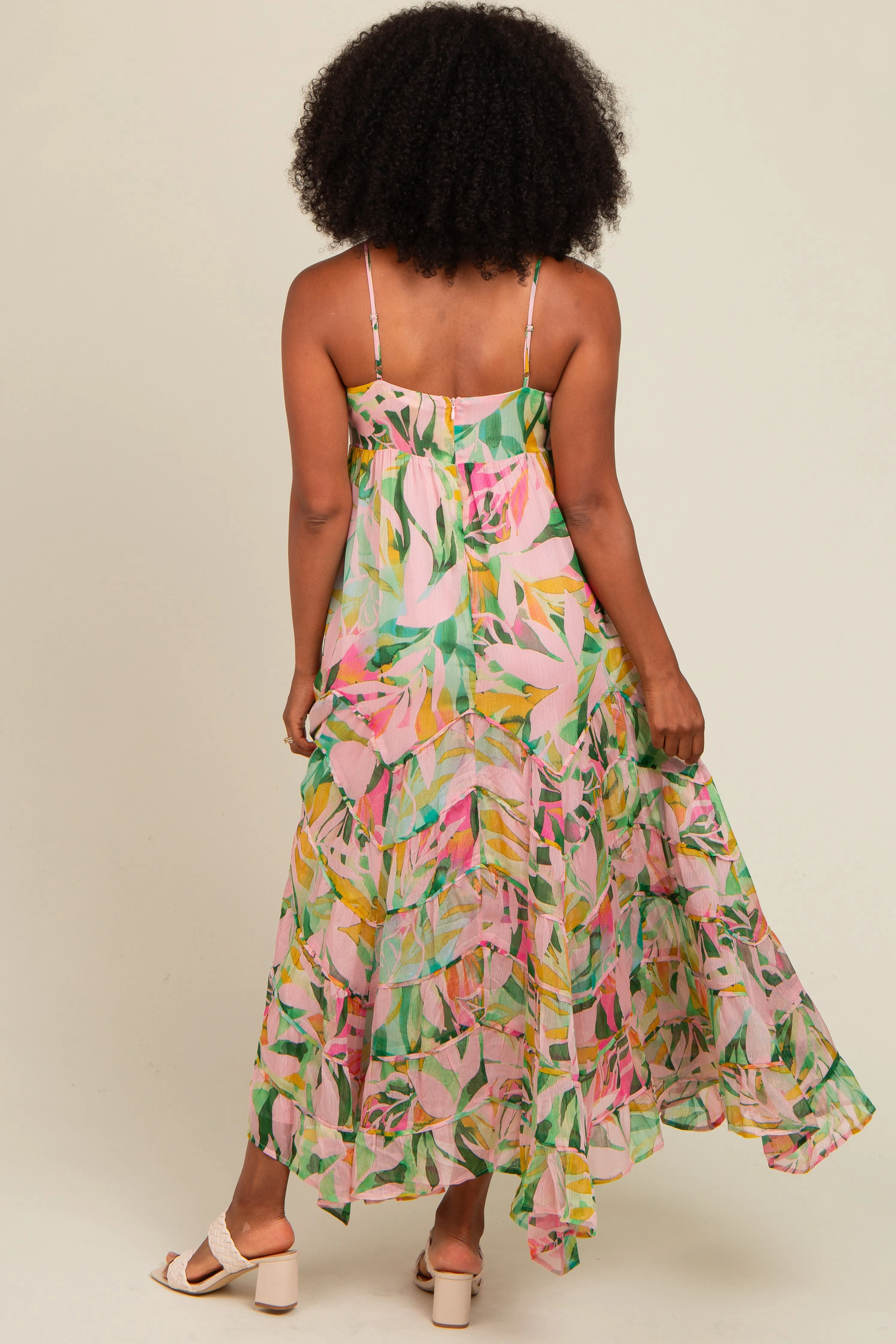 Pink Floral Tiered Ruffle Hem Maxi Dress sold by Pinkblush product image thumbnail 3