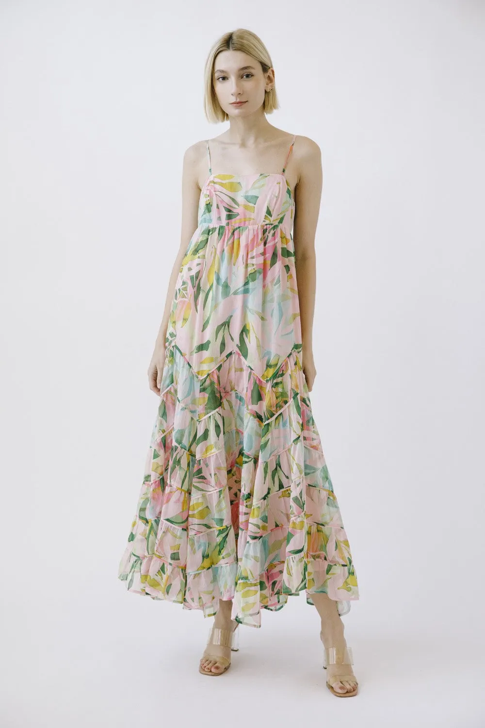 Pink Floral Tiered Ruffle Hem Maxi Dress sold by Pinkblush product image thumbnail 4