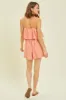 Coral Crinkled Ruffled Cami Romper sold by Pinkblush