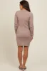 Mocha Ribbed Knit Henley Maternity Dress sold by Pinkblush