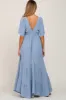 Light Blue Deep V-Neck Maternity Maxi Dress sold by Pinkblush