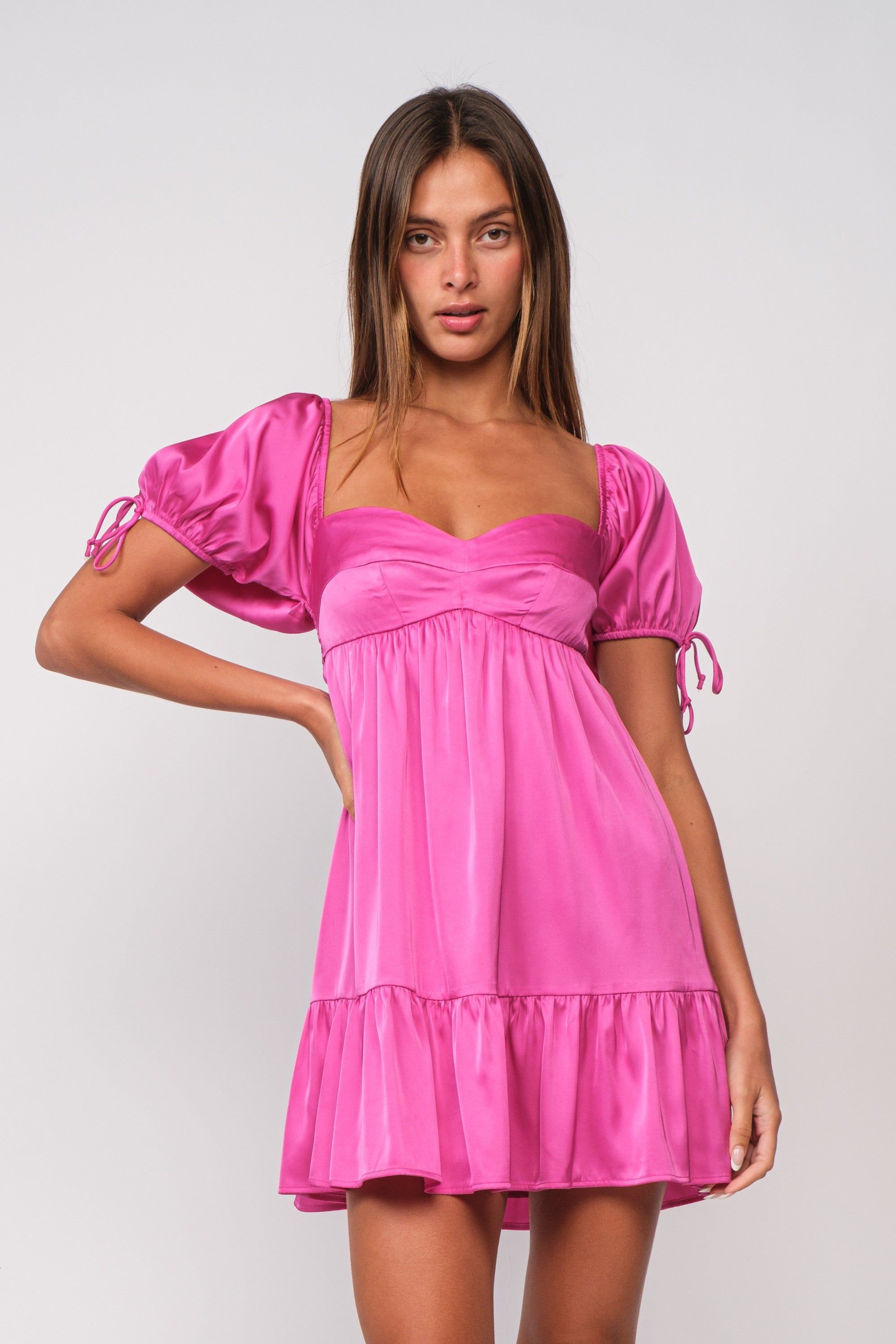 Rose Satin Babydoll Dress sold by Pinkblush
