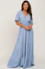 Light Blue Deep V-Neck Maternity Maxi Dress sold by Pinkblush