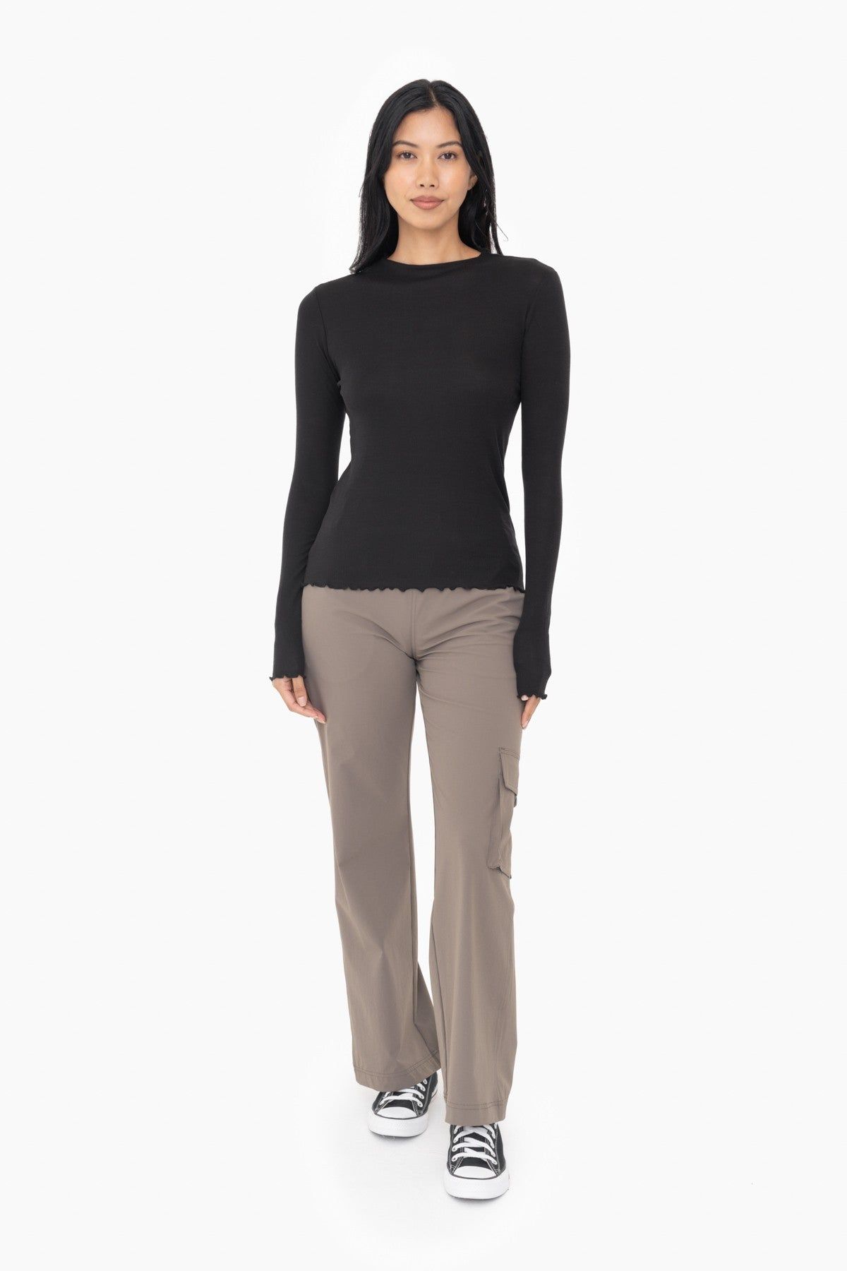 Black Ribbed Lettuce Trim Top sold by Pinkblush product image thumbnail 3