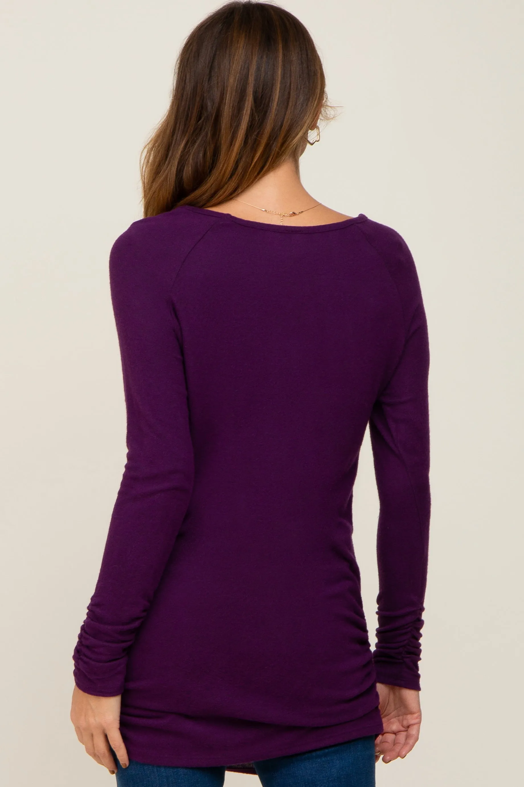 Plum Brushed Knit Ruched Top sold by Pinkblush product image thumbnail 3
