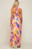 Yellow Printed Halter Maternity Maxi Dress sold by Pinkblush