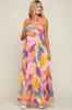 Yellow Printed Halter Maternity Maxi Dress sold by Pinkblush