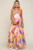 Yellow Printed Halter Maternity Maxi Dress sold by Pinkblush
