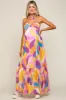 Yellow Printed Halter Maternity Maxi Dress sold by Pinkblush