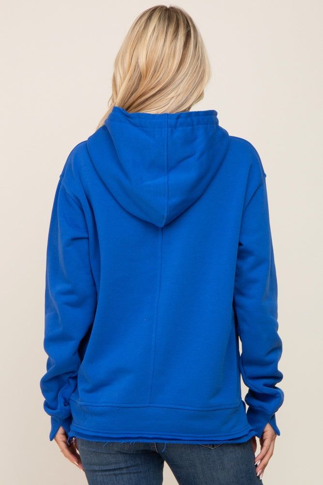 Royal Blue Raw Edge Trim Drawstring Hoodie sold by Pinkblush product image thumbnail 3