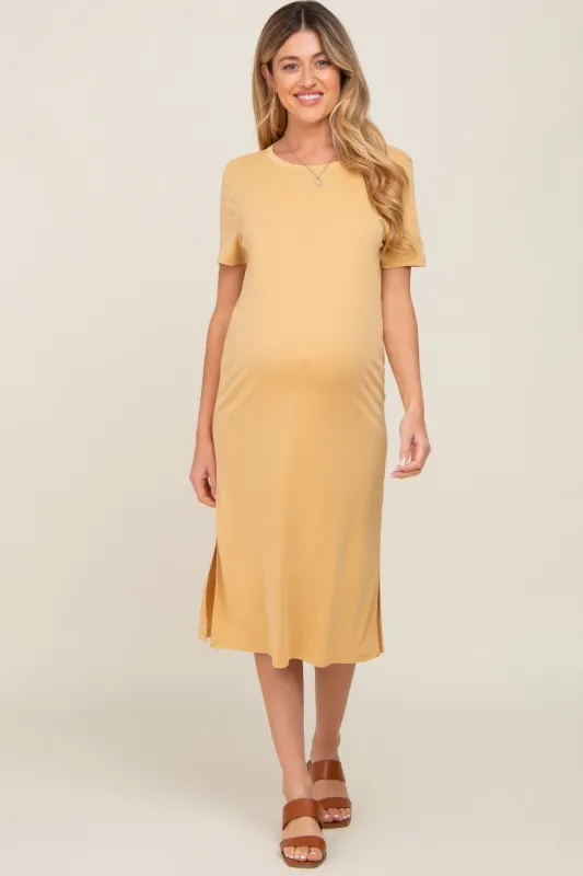 Yellow Midi T-Shirt Maternity Dress sold by Pinkblush