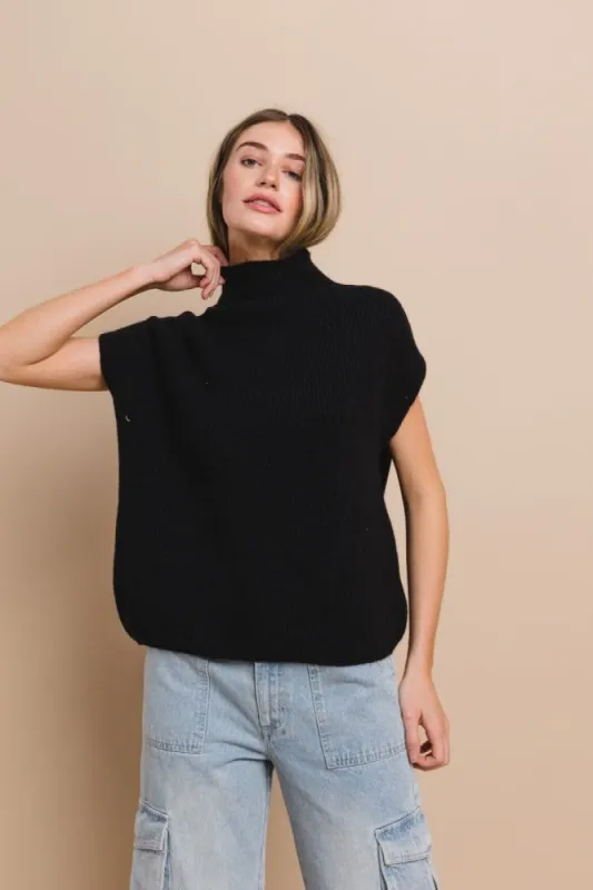 Black Knit Turtle Neck Sweater Top sold by Pinkblush