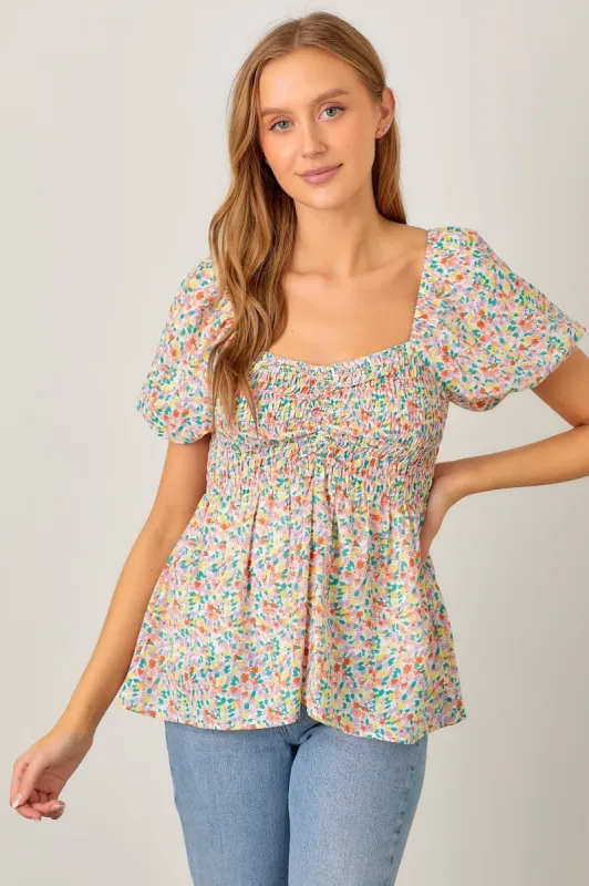 Multi Floral Sweetheart Top sold by Pinkblush