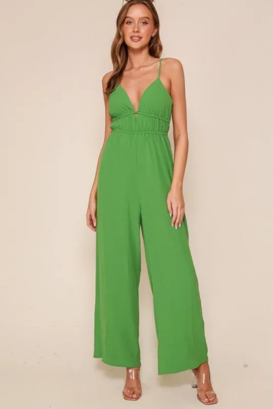 Green Wide Leg Jumpsuit sold by Pinkblush