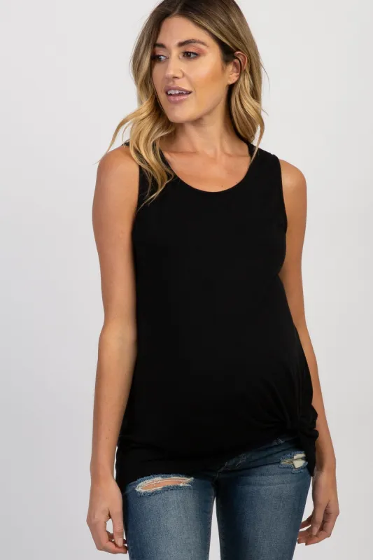 PinkBlush Black Sleeveless Knot Maternity Top sold by Pinkblush