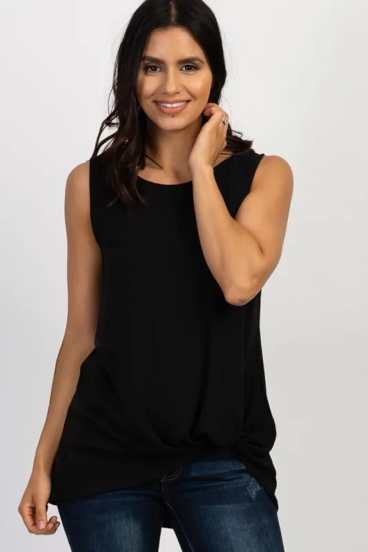 PinkBlush Black Sleeveless Knot Top sold by Pinkblush