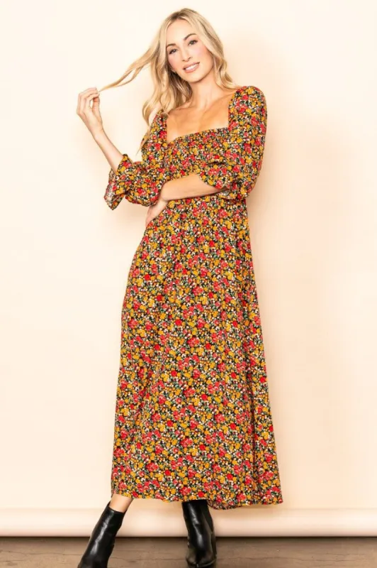 Red Floral Long Sleeve Maxi Dress sold by Pinkblush