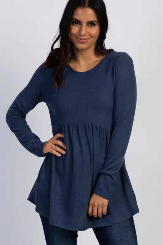 PinkBlush Navy Soft Knit Peplum Top sold by Pinkblush
