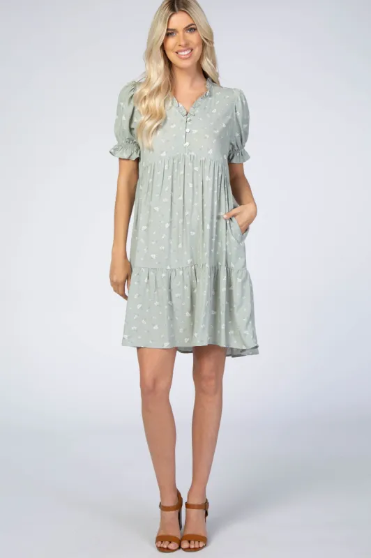 Mint Floral Tiered Dress sold by Pinkblush