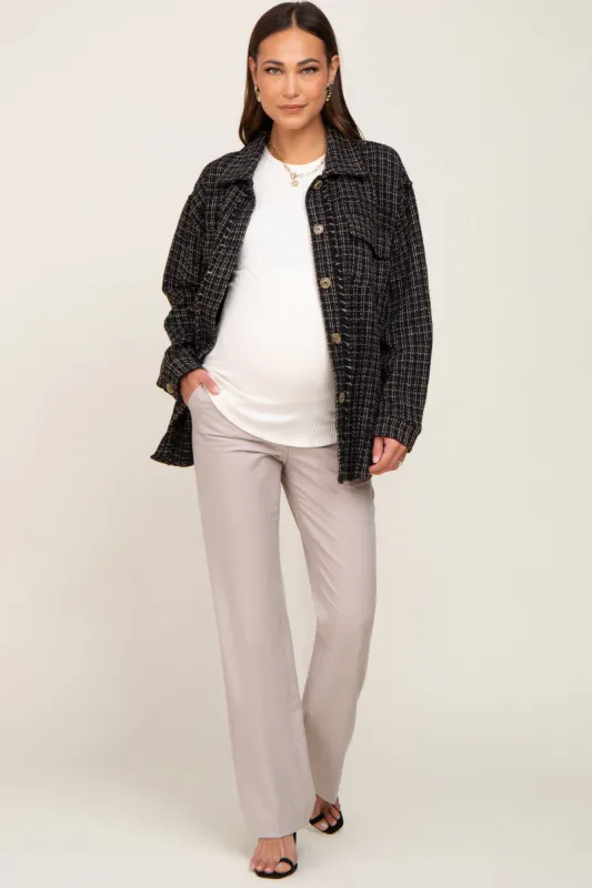 Beige Wide Leg Maternity Dress Pants sold by Pinkblush