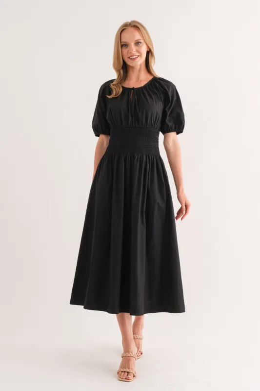 Black Smocked Dress sold by Pinkblush