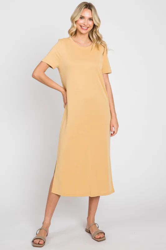 Yellow Midi T-Shirt Dress sold by Pinkblush