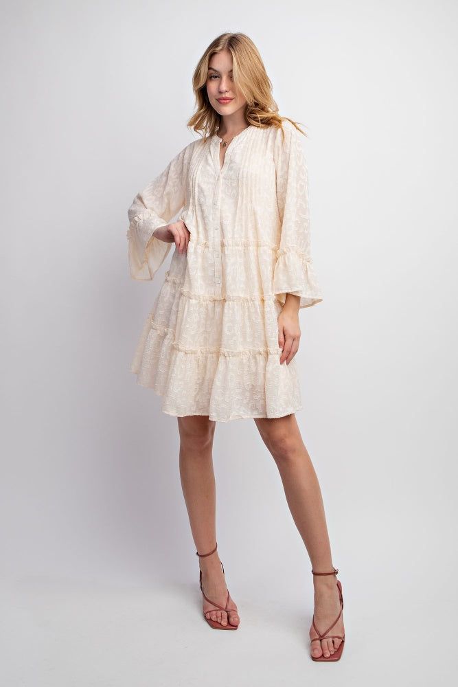 Ivory Textured Chiffon Button Down Woven Dress sold by Pinkblush product image thumbnail 4