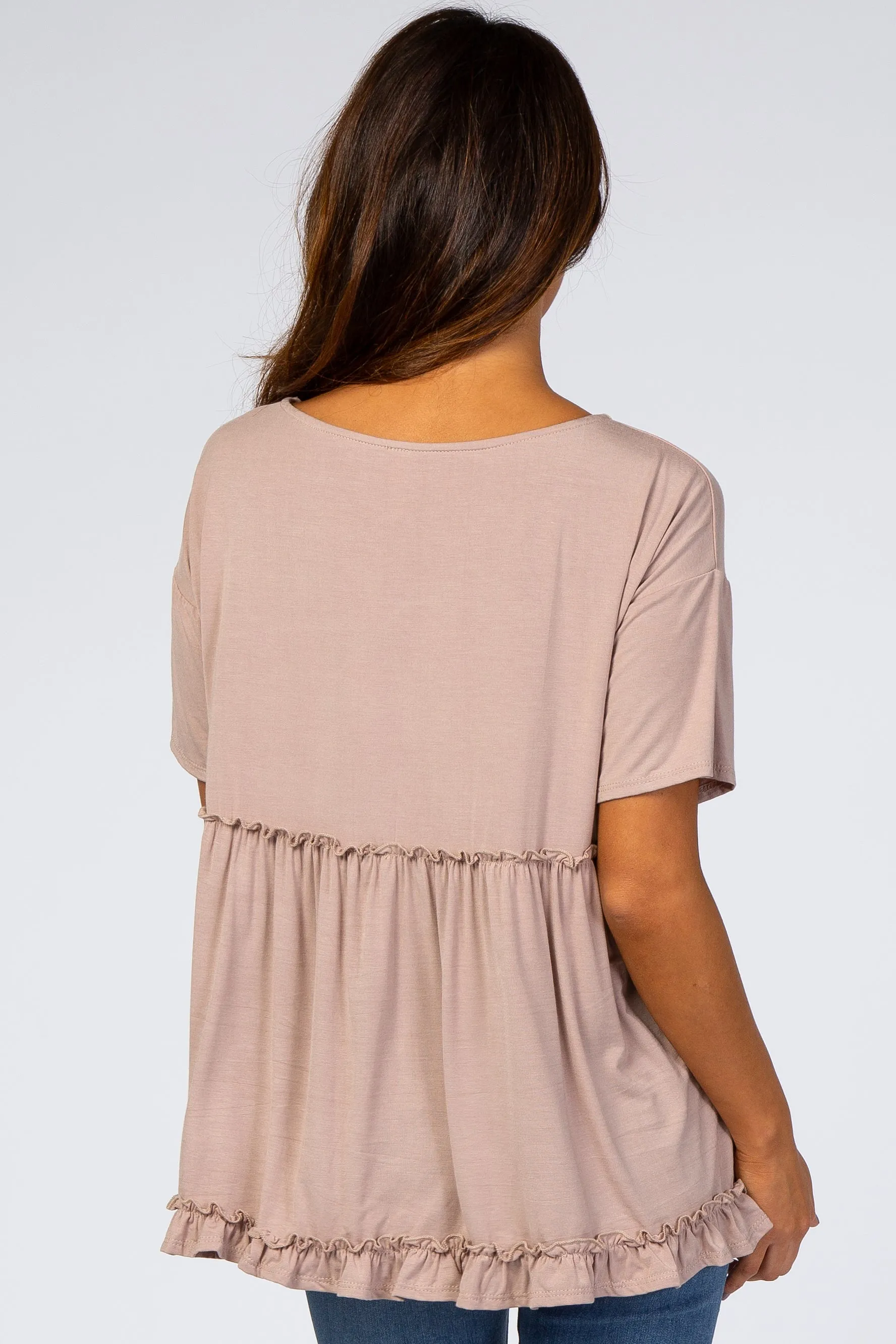 Taupe Lettuce Trim Top sold by Pinkblush product image thumbnail 3