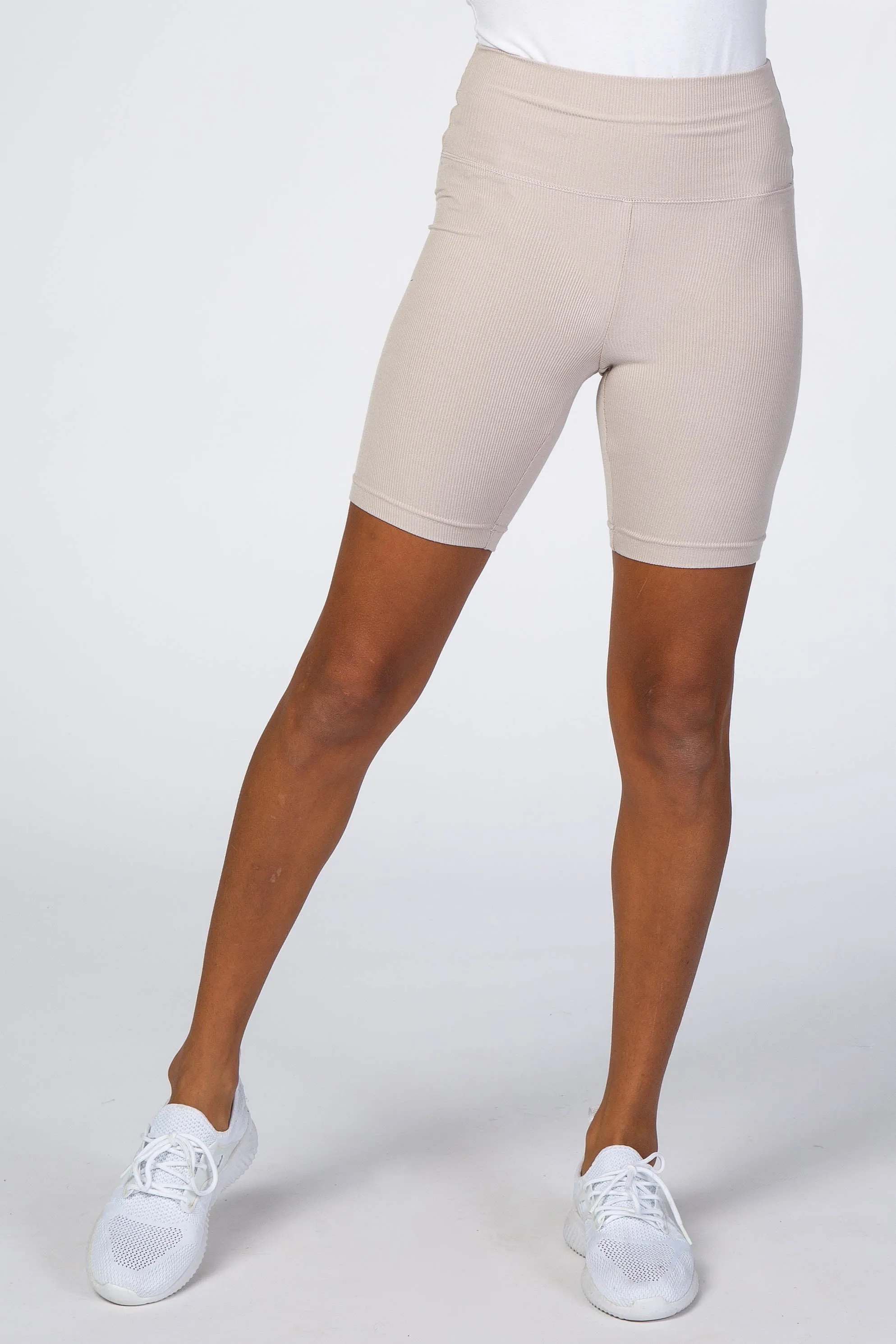 Taupe Ribbed Bike Shorts sold by Pinkblush product image thumbnail 2