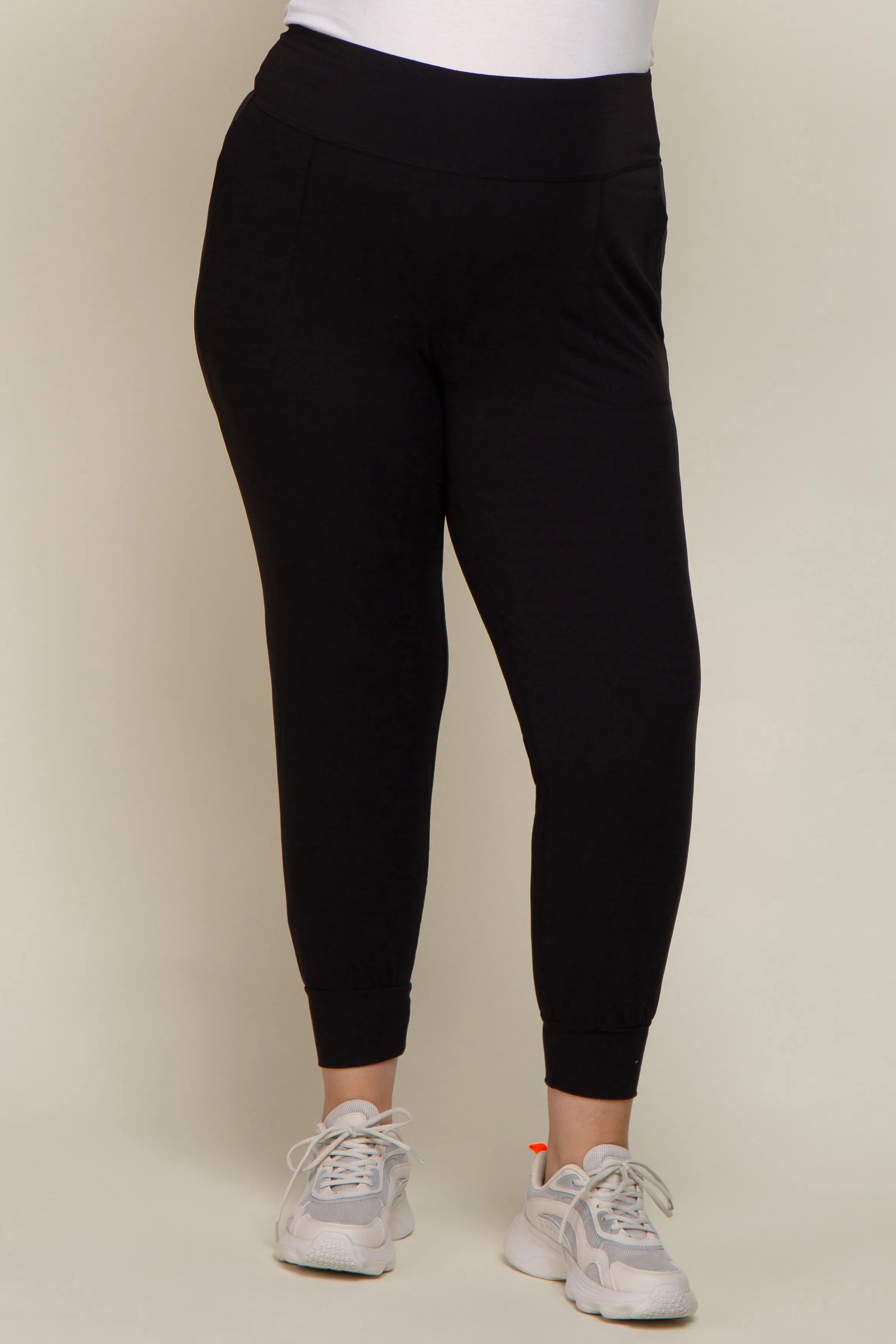 Black Soft Knit Maternity Plus Jogger Pants sold by Pinkblush product image thumbnail 2