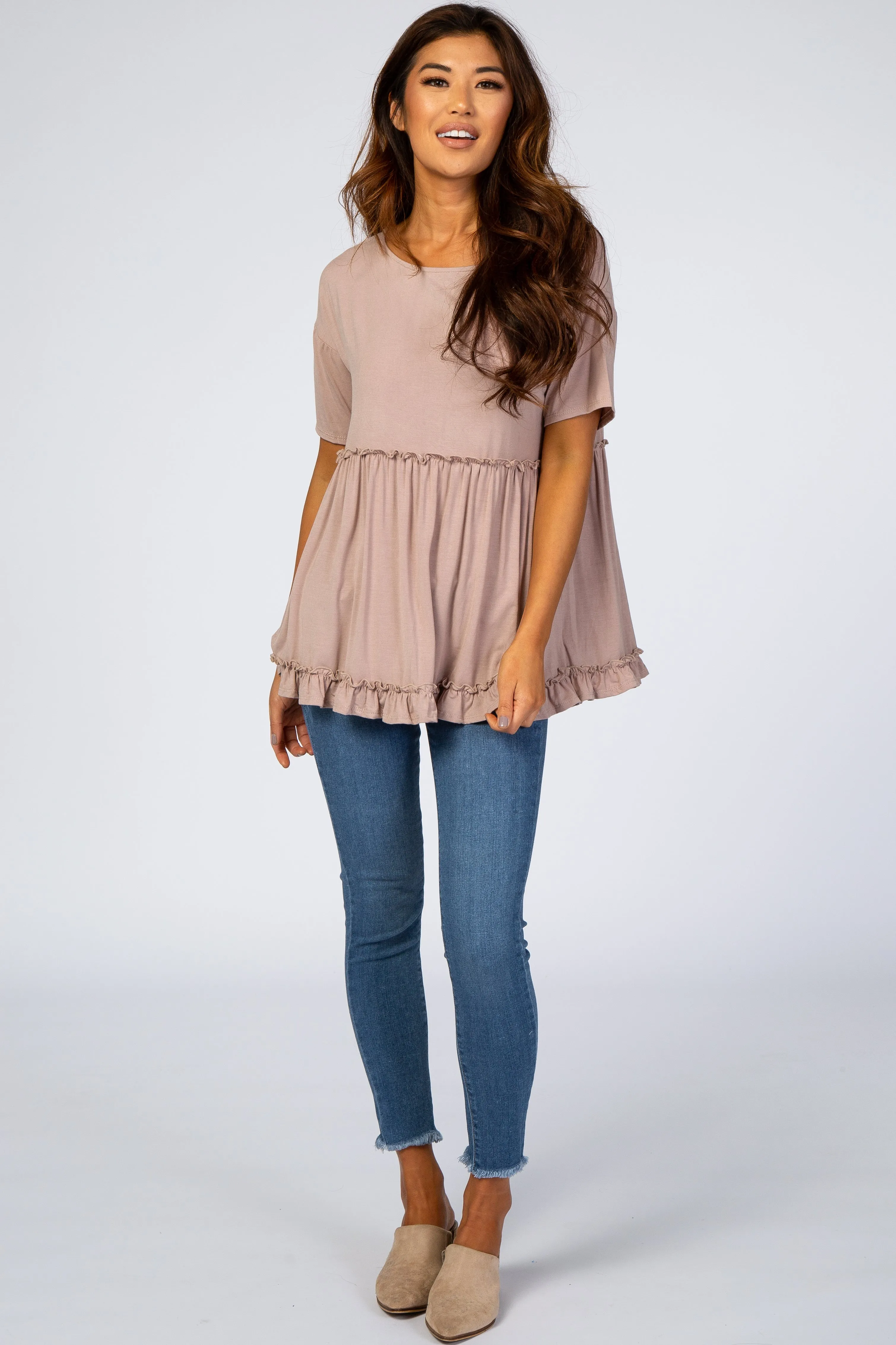 Taupe Lettuce Trim Top sold by Pinkblush product image thumbnail 4