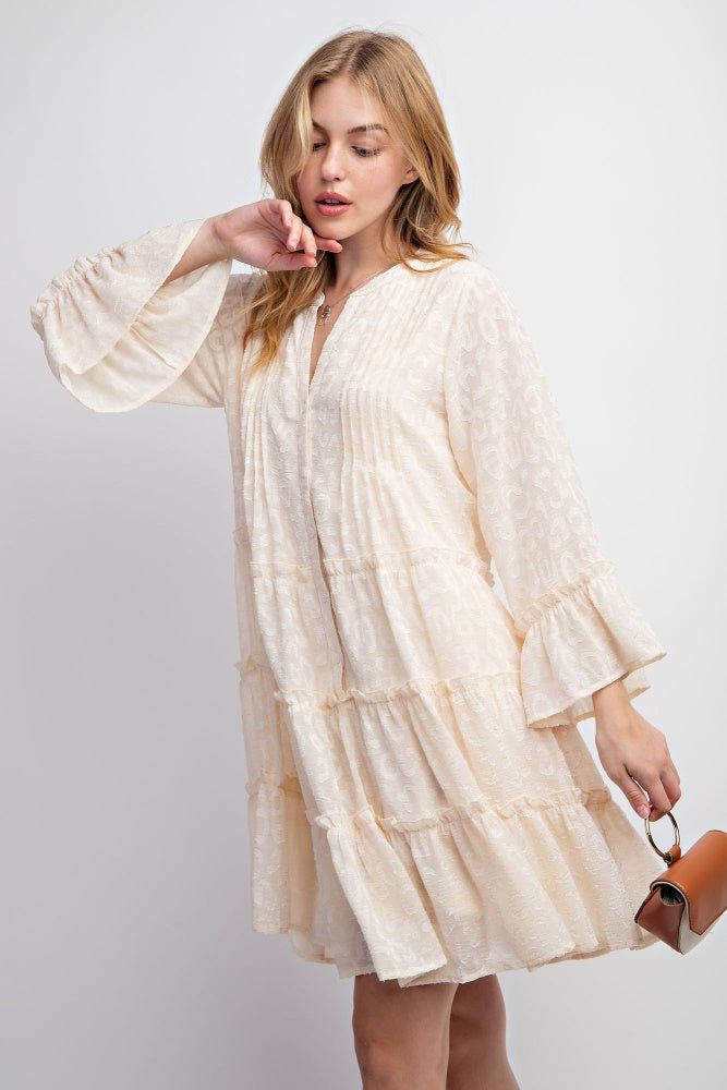 Ivory Textured Chiffon Button Down Woven Dress sold by Pinkblush product image thumbnail 2
