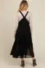 Black Overall Crochet Lace Tiered Maternity Dress sold by Pinkblush