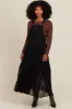 Black Overall Crochet Lace Tiered Maternity Dress sold by Pinkblush