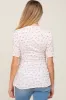 Ivory Floral Side Ruched Maternity Short Sleeve Top sold by Pinkblush